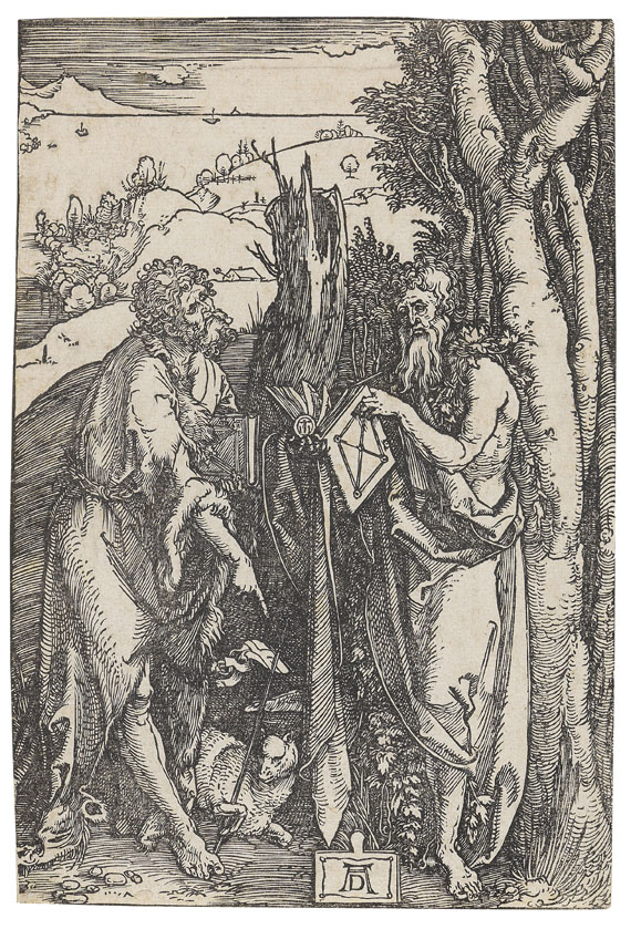 Albrecht Dürer - Johannes der Täufer und Onuphrius mit der Hopfengirlande