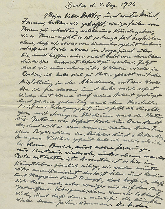 Hermann Max Pechstein - 10 Briefe aus den Jahren 1926-40.