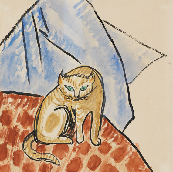 Gabriele Münter - Katze auf einer Decke