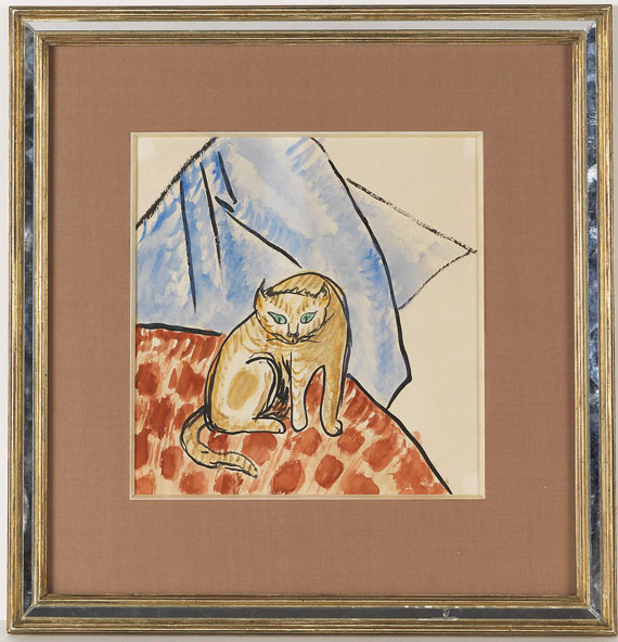 Gabriele Münter - Katze auf einer Decke - Frame image