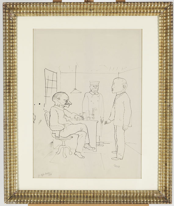 George Grosz - Männer im Raum. Illustration "100% Roman eines Patrioten" von Upton Sinclair - Frame image