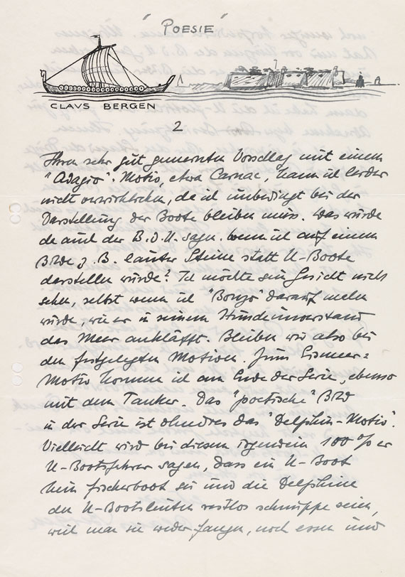 Claus Bergen - 3 eigh. Briefe. 1933-42. - 