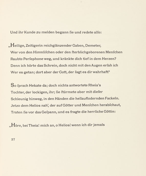 Homer - Homerische Hymnen. Verdeutscht. 1923.
