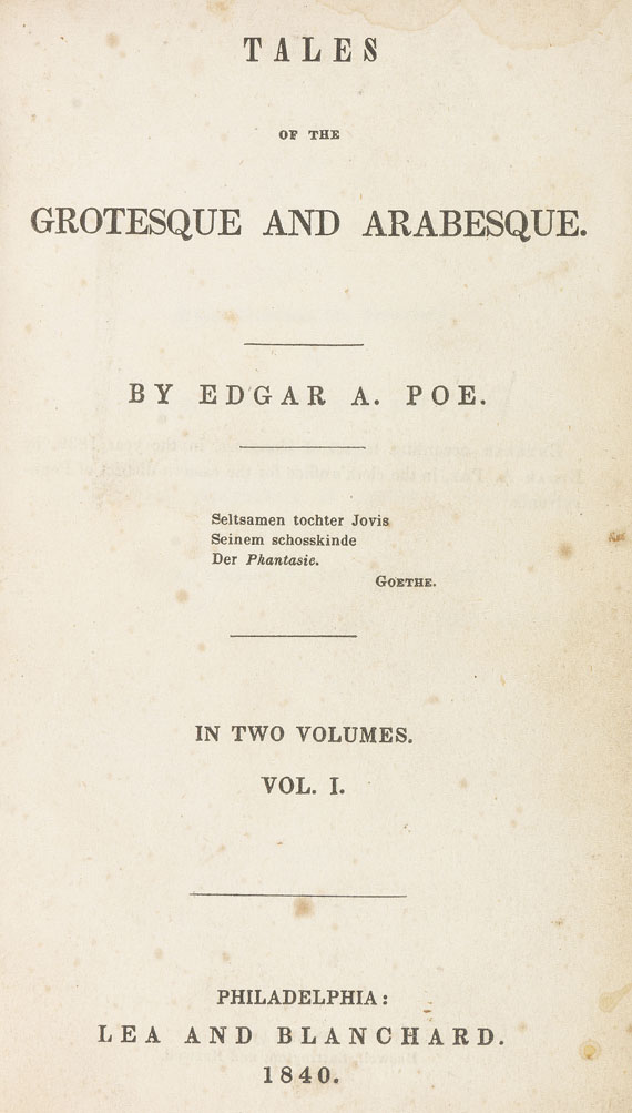 Edgar Allen Poe - Tales of the grotesque and arabesque. 1840. - 