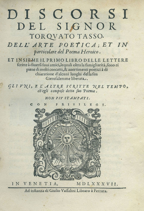 Torquato Tasso - Discorsi. 1587