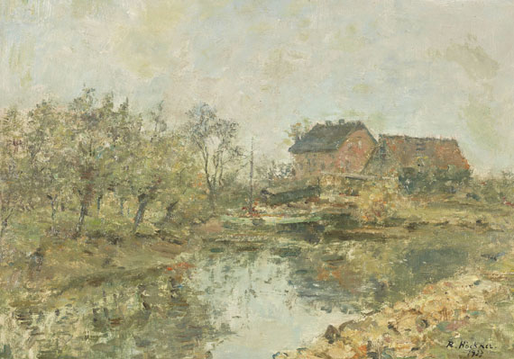 Rudolf Höckner - Bauerngehöft mit Teich