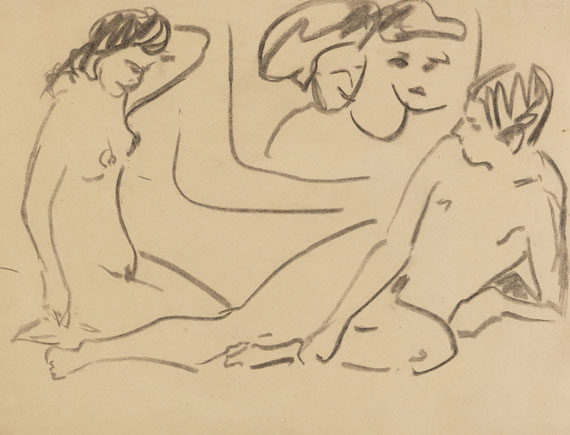 Ernst Ludwig Kirchner - Nacktes Paar im Spiegelbild (links im Bild: Dodo)