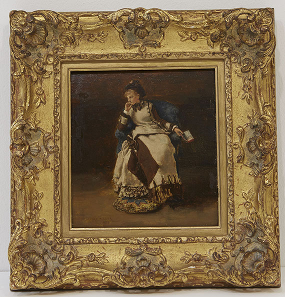 Albert von Keller - Sitzende Dame mit Buch - Frame image