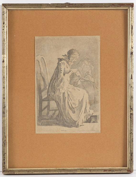 Daniel Chodowiecki - Die beiden sitzenden Damen (Demoiselle Quantin und die Gattin des Künstlers) - Frame image