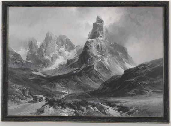 Edward Theodore Compton - Der Cimon della Pala in den Dolomiten, gesehen vom Rollepass aus - Frame image