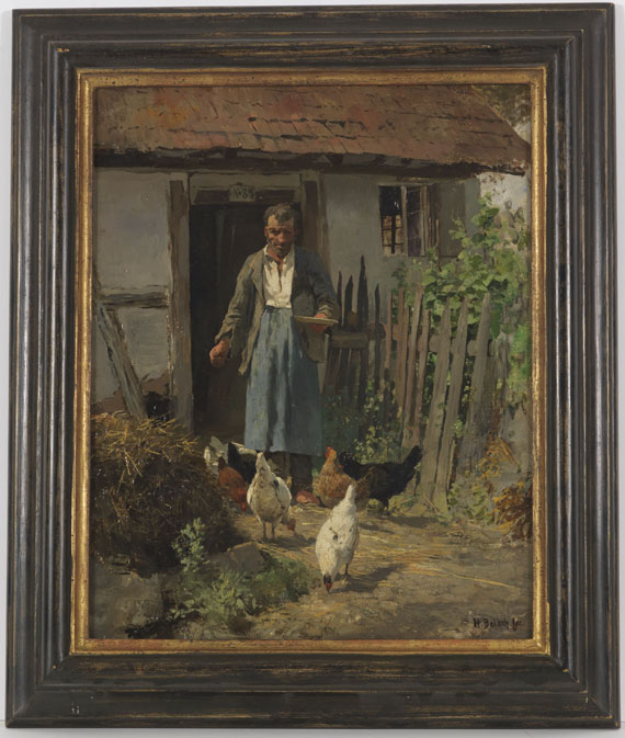 Hermann Baisch - Die Fütterung der Hühner - Frame image