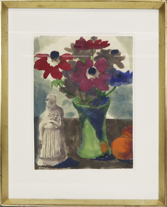 Emil Nolde - Anemonen in grüner Vase, Orangen und eine Skulptur - Frame image
