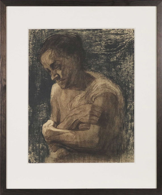 Käthe Kollwitz - Halbfigur einer Frau mit verschränkten Armen - Frame image