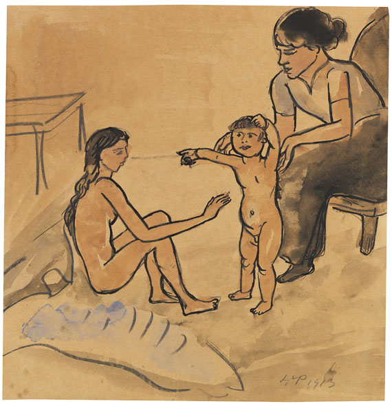 Hermann Max Pechstein - Mutter und ihre zwei Kinder