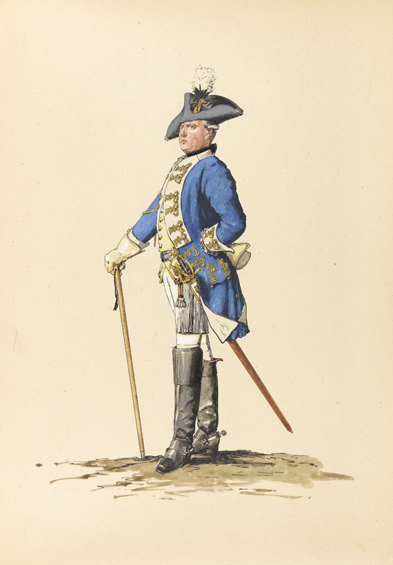 Adolph von Menzel - Armeewerk Friedrichs d. Gr. 6 Bde. (Werner-Exemplar) - 
