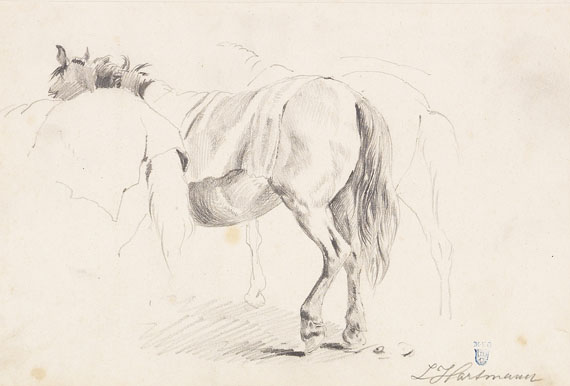 Ludwig Hartmann - 4 Bll.: Pferdeskizzen