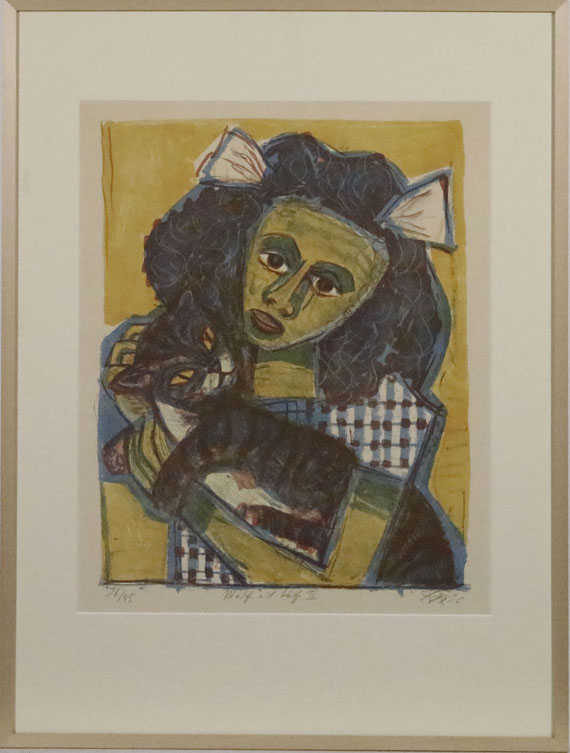Otto Dix - Mädchen mit Katze II (Kopf Schräg) - Frame image