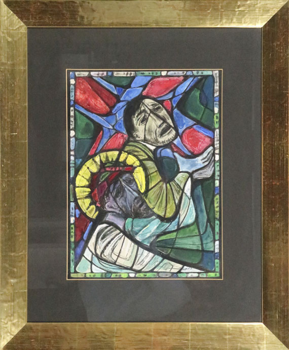Birkle - Simon hilft Jesus das Kreuz zu tragen (Farbentwurf für ein Bleiglasfenster)
