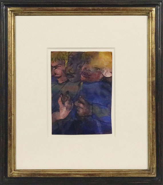 Emil Nolde - Drei Halbfiguren mit gelbem Haar und blauer Kleidung - Frame image