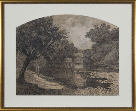 Henri Joseph Harpignies - Bäume am Seeufer - Frame image