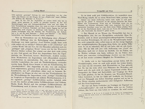 Ludwig Wittgenstein - Hänsel, L., Wertgefühl u. Wert. Eigh. Korrekturexemplar von Wittgenstein. 1949 - 