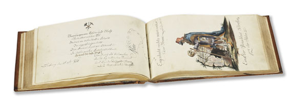 Novalis - Stammbuch aus Freiberg mit Eintragung von Novalis. 1798-1811.