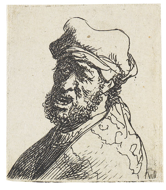 Harmensz. Rembrandt van Rijn - Alte Frau mit dunklem Schleier und Pelzkragen - 