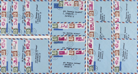 Martin Kippenberger - Slg. 16 Briefumschläge mit Briefmarken "21 Jahre unter Euch"