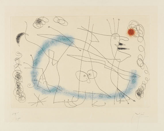 Joan Miró - Strip-tease In Blue. Dabei: 1 Bl. Lithografie "Ohne Titel", 1952.