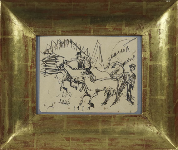 Ernst Ludwig Kirchner - Hirten und Kühe auf der Stafelalp - Frame image