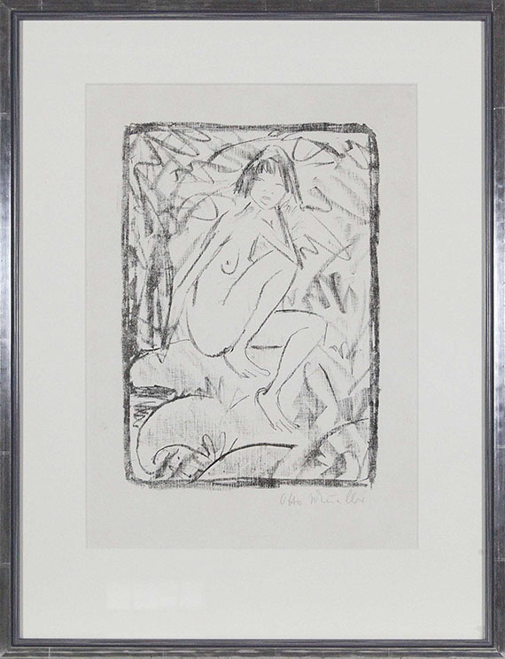 Otto Mueller - Sitzende, von Blattwerk umgeben (helle Fassung) - Frame image