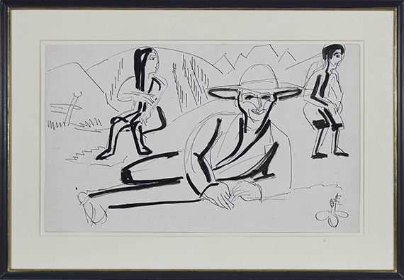 Ernst Ludwig Kirchner - Liegender Bauer - Frame image