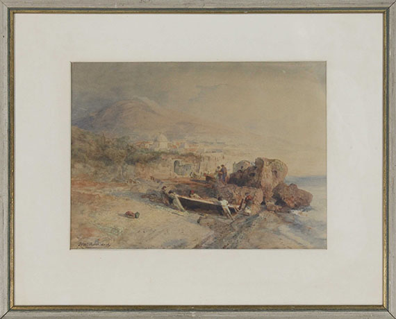 Oswald Achenbach - Einholung eines Fischerbootes - Frame image