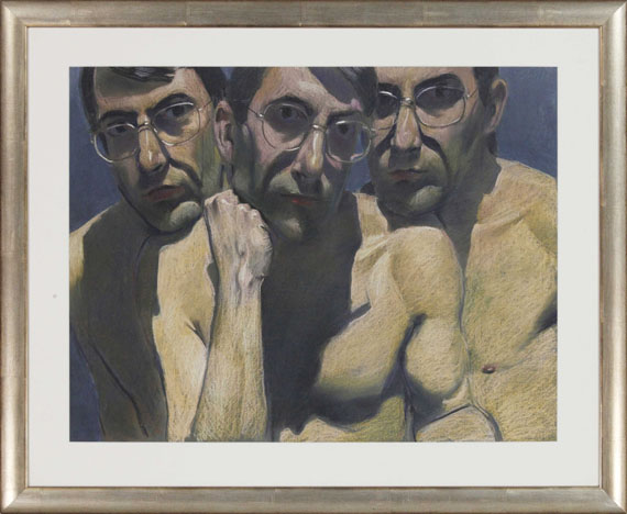 Johannes Grützke - Drei männliche Oberkörper mit Brille - Frame image