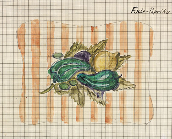 Otto Dix - Fische / Verschiedene Gemüse (Entwurfszeichnungen) - 