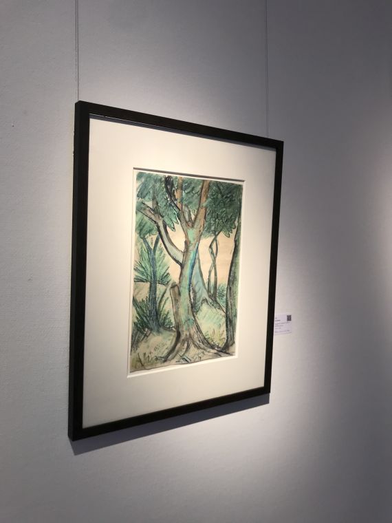 Otto Mueller - Wald/Landschaft mit Bäumen im Vordergrund - 