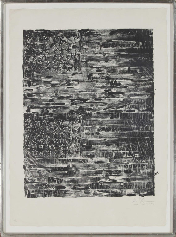 Jasper Johns - Two Flags (Black) - Frame image