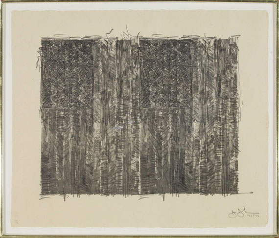 Jasper Johns - Two Flags (Gray) - Frame image