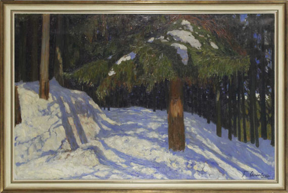 Fritz Overbeck - Tannenwald im Schnee - Frame image