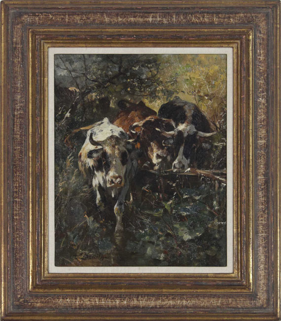 Anton Braith - Kühe in der Waldweide - Frame image