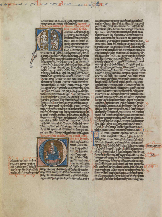  Manuskripte - Biblia latina. Einzelblatt auf Pergament. 13. Jahrhundert