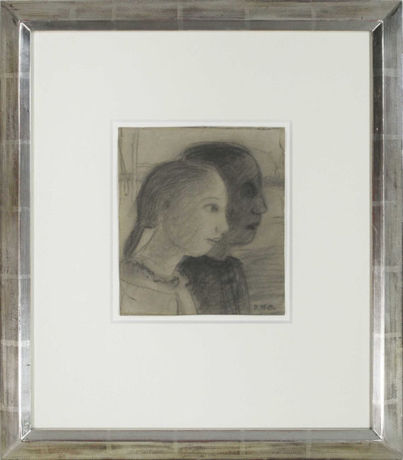 Paula Modersohn-Becker - Zwei Mädchenköpfe im Profil nach rechts - Frame image