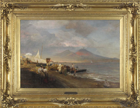 Oswald Achenbach - Die Bucht von Neapel mit Blick auf den Vesuv - Frame image