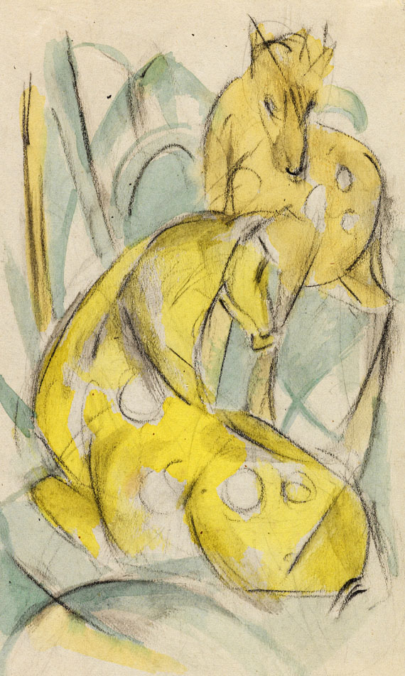 Franz Marc - Zwei gelbe Tiere (Zwei gelbe Rehe)