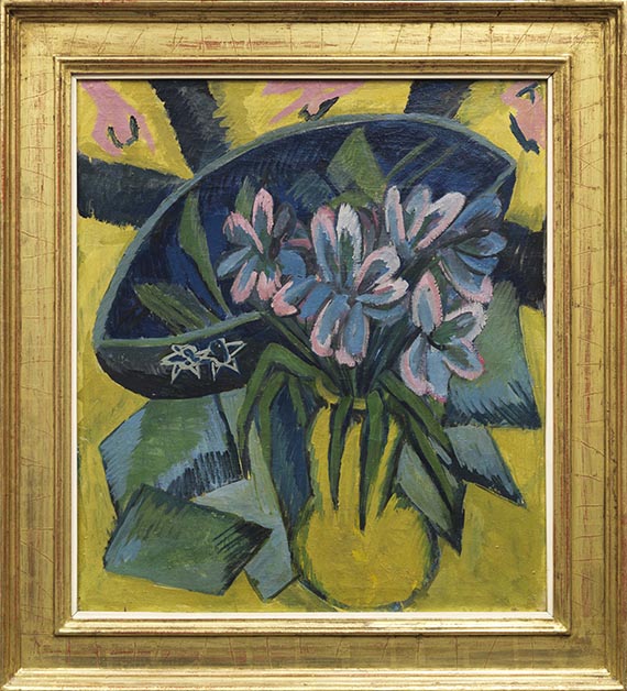 Ernst Ludwig Kirchner - Verblühte Tulpen / Porträt Simon Guttmann, sitzend - Frame image