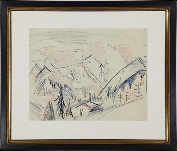 Ernst Ludwig Kirchner - Stafelalp (Berglandschaft bei Davos mit Berghütte) - Frame image