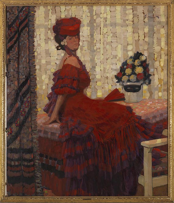 Fritz Erler - Domino (Dame in Rot) - Frame image