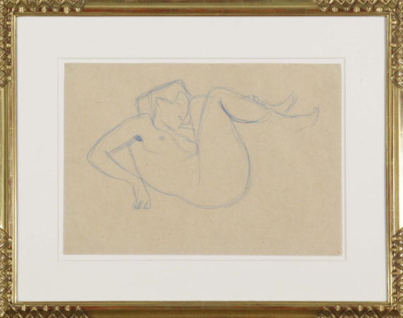 Gustav Klimt - Mit angezogenen Schenkeln kauernder Mädchenakt - Frame image