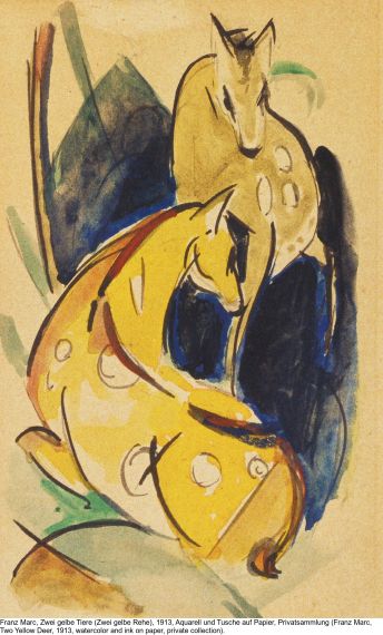 Franz Marc - Zwei gelbe Tiere (Zwei gelbe Rehe) - 