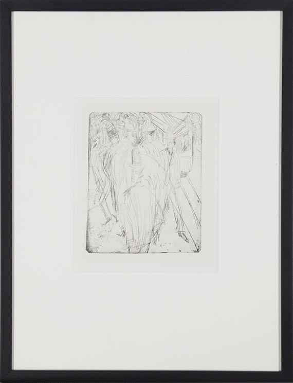 Ernst Ludwig Kirchner - Passantenknäuel und Elektrische - Frame image